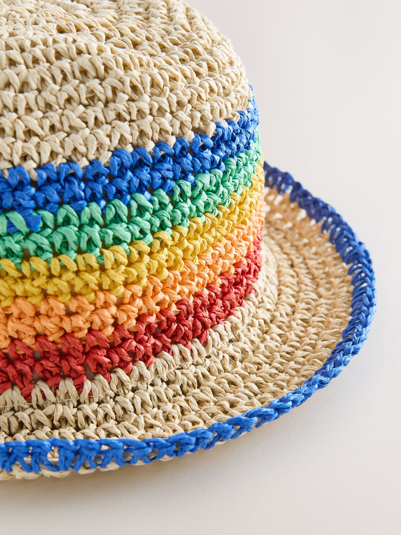 Little Bird rainbow straw effect trilby hat (British brand)