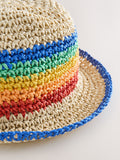 Little Bird rainbow straw effect trilby hat (British brand)