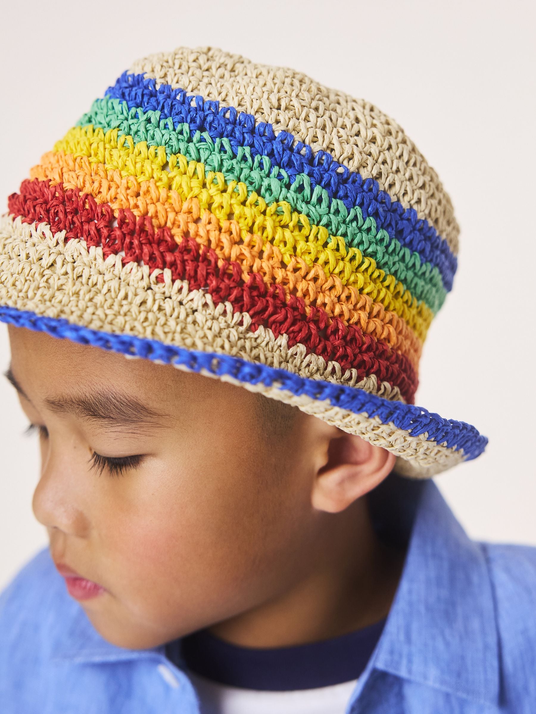 Little Bird rainbow straw effect trilby hat (British brand)