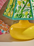 Lucy Tiffney yellow lemons swirl glass table lamp, imported from the UK