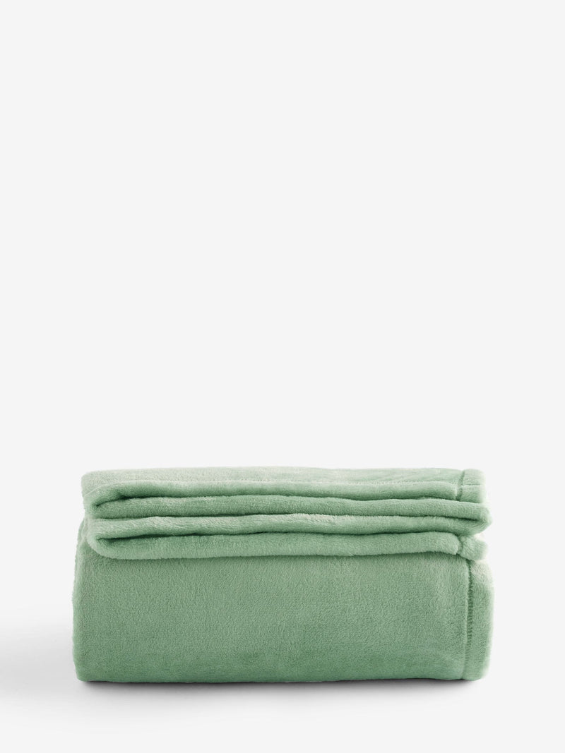 Sage green Hamish Highland Cow floral fleece throw (British brand)