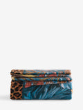Tropical print fleece throw teal blue (British brand)