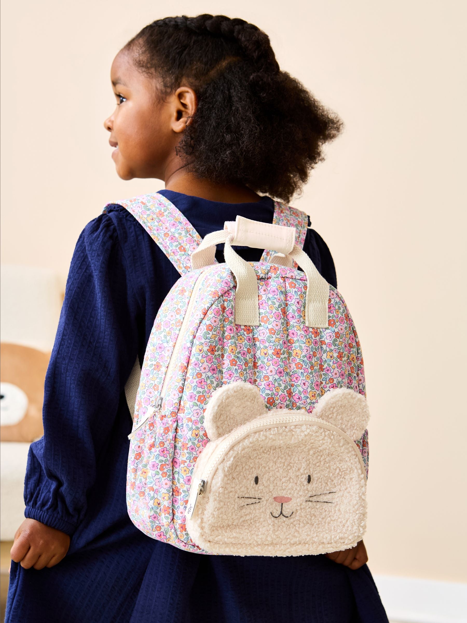 JoJo Maman Bébé Floral Mouse Character Backpack