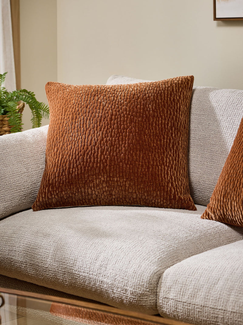 Orange 59 x 59cm Chenille Pebble Cushion