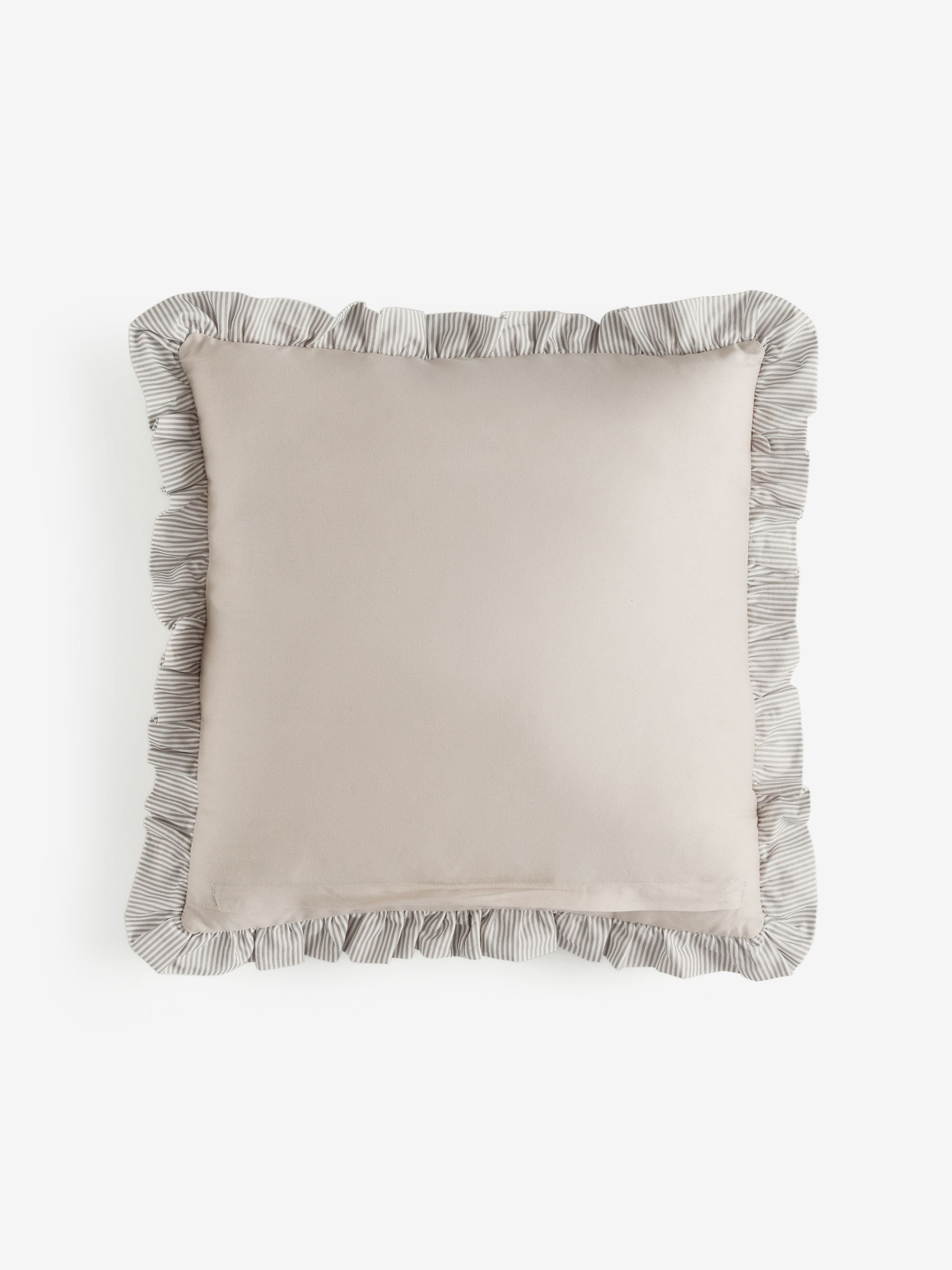 Natural 43 x 43cm Ruffle Trim Velvet Cushion