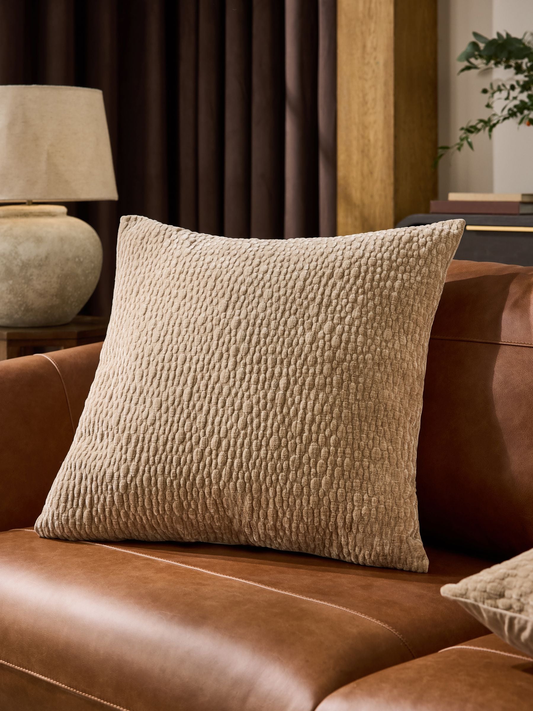 Natural 59 x 59cm Chenille Pebble Cushion