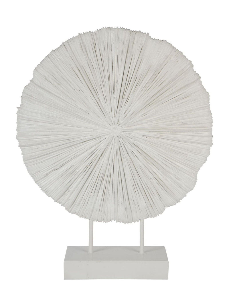 Libra Interiors white orbis textured sculpture on stand 58cm, UK version