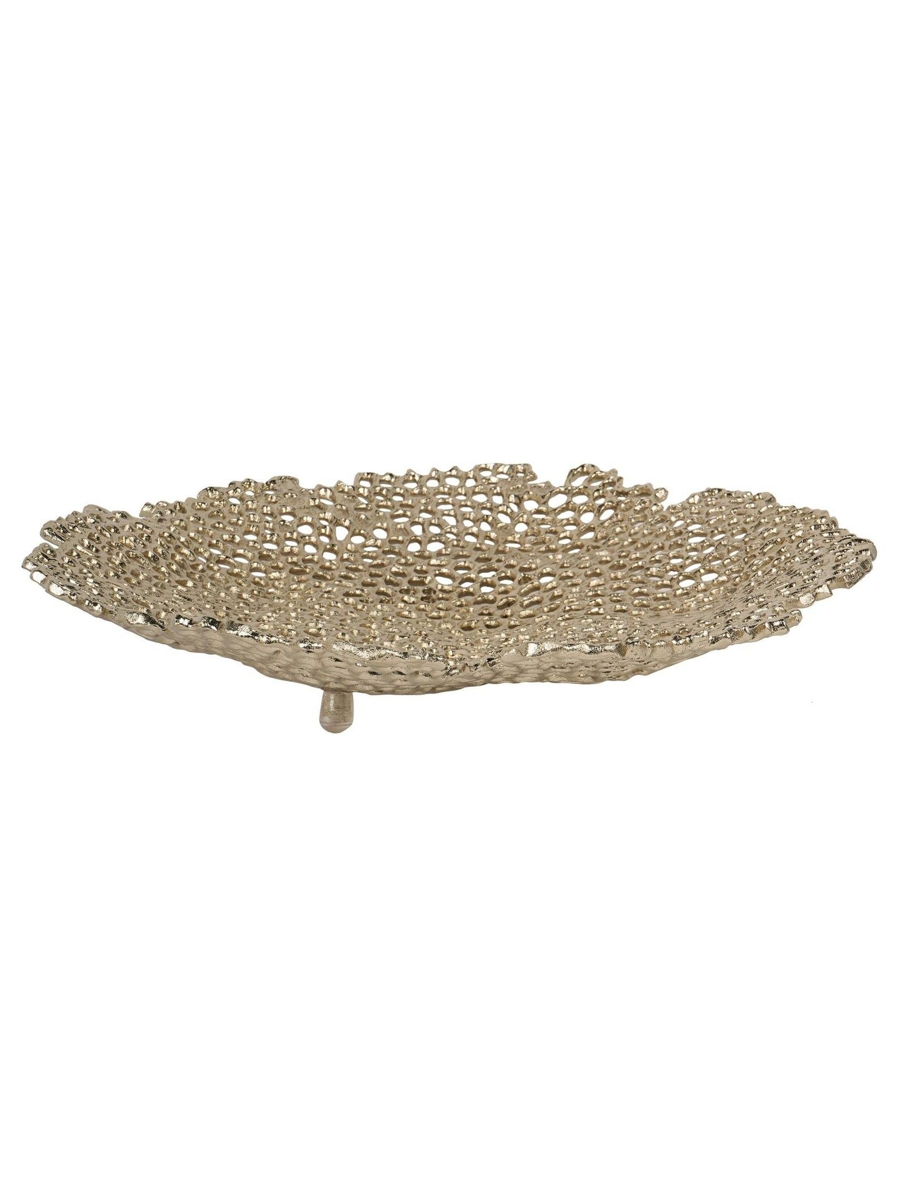 Libra Interiors Gold Miel cast aluminium decorative platter 38cm diameter, UK version