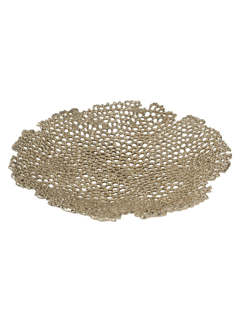 Libra Interiors Gold Miel cast aluminium decorative platter 38cm diameter, UK version
