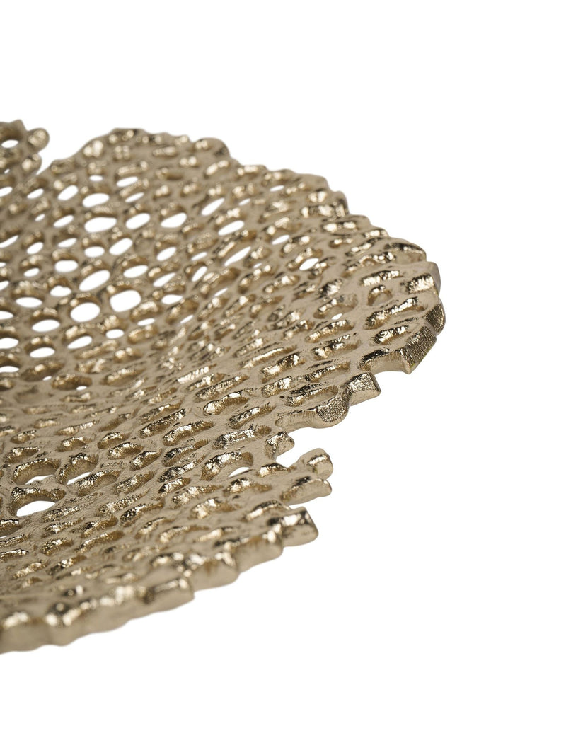 Libra Interiors Gold Miel cast aluminium decorative platter 38cm diameter, UK version