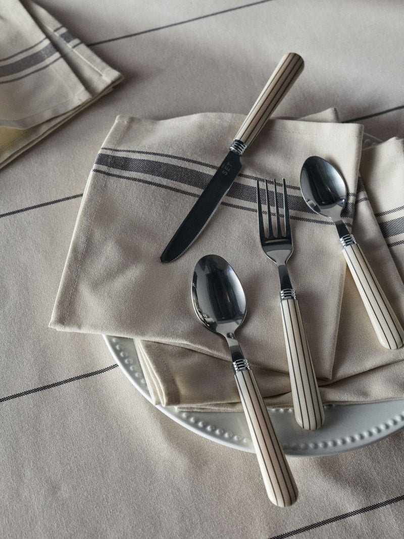 The Set Natural Striped 24 piece cutlery set, imported from the UK