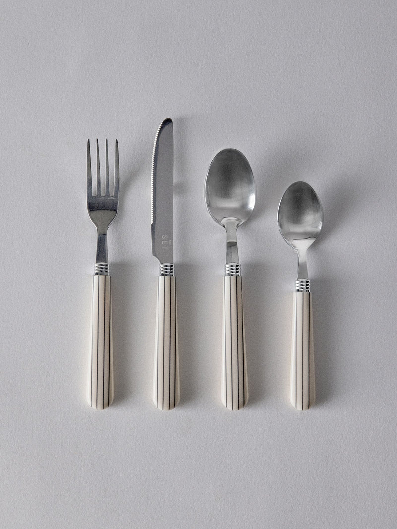 The Set Natural Striped 24 piece cutlery set, imported from the UK
