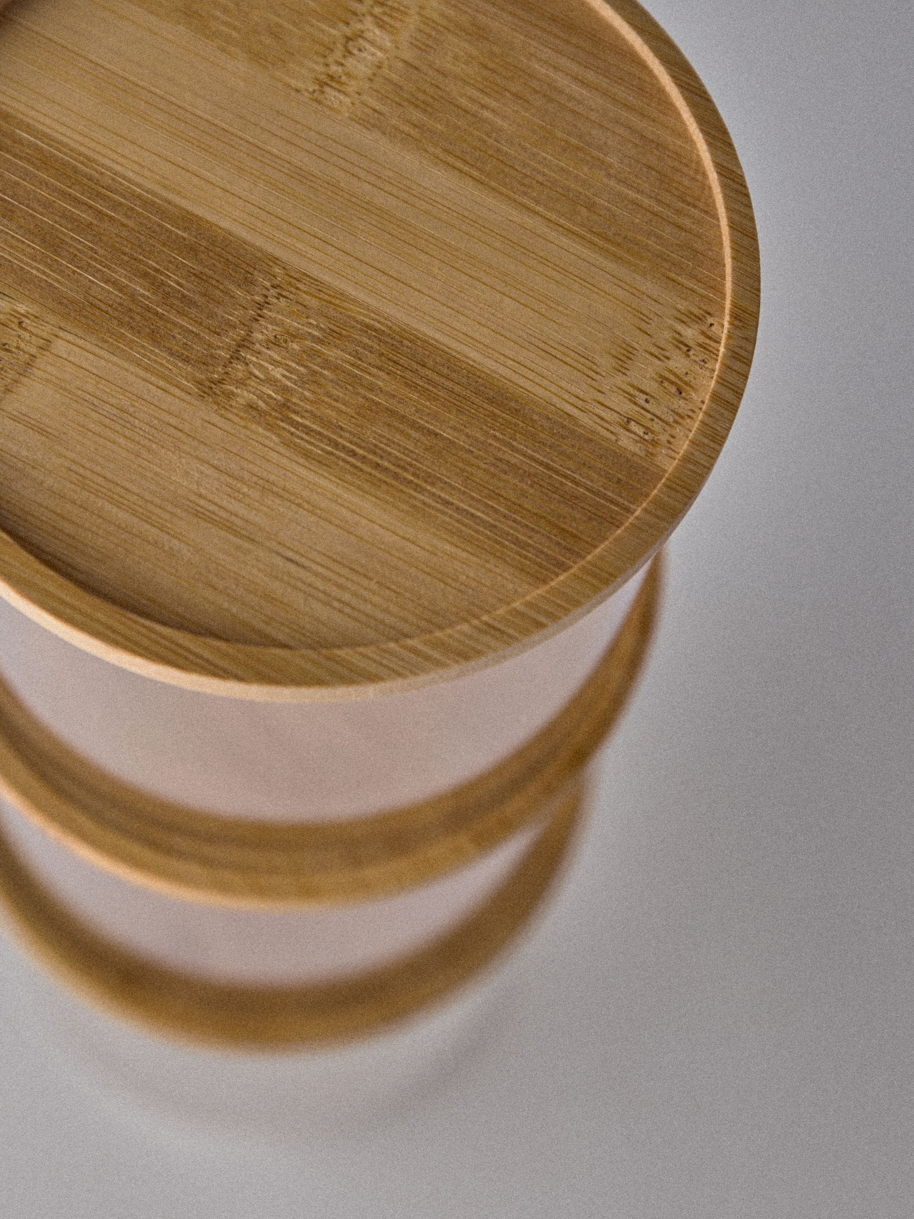 The Set clear glass stacking jars with wooden lids imported from UK