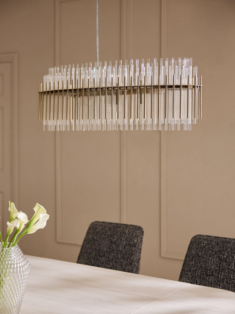 Brass Arundel linear pendant light (British brand)