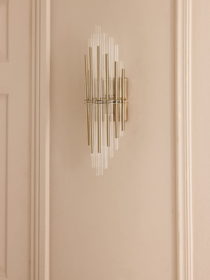 Brass Arundel wall light with brushed brass frame, UK version