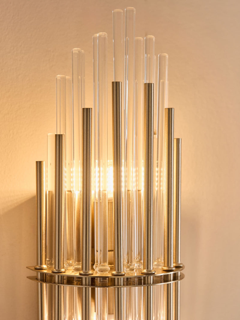 Brass Arundel wall light with brushed brass frame, UK version
