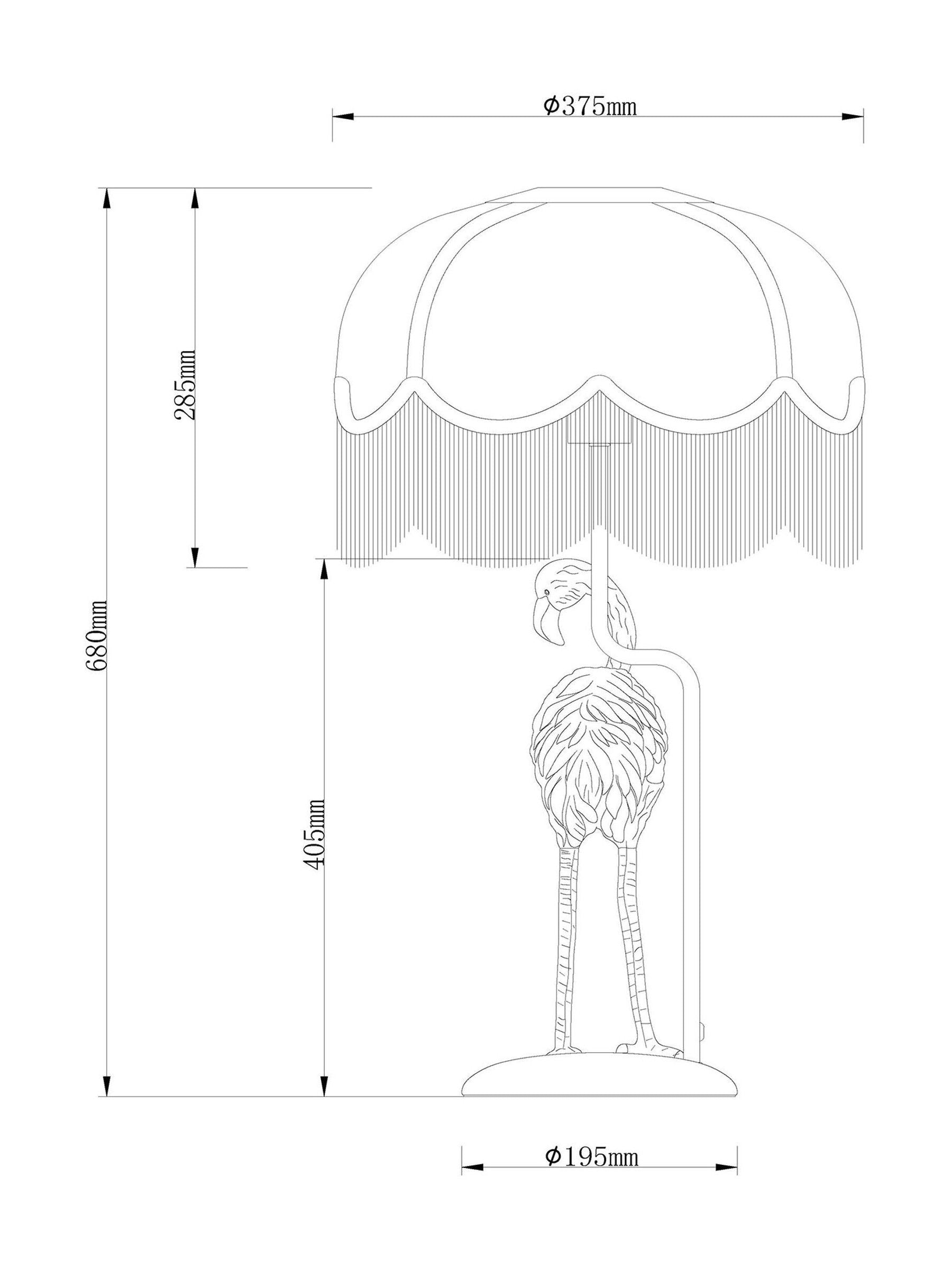 Pink Florence Flamingo fringed table lamp (British brand)