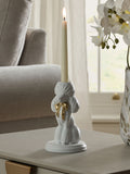 White poodle taper candle holder - British product