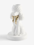 White poodle taper candle holder - British product