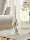 White poodle taper candle holder - British product