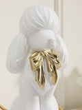 White poodle figurine with gold bow 19.5cm tall, imported from the UK
