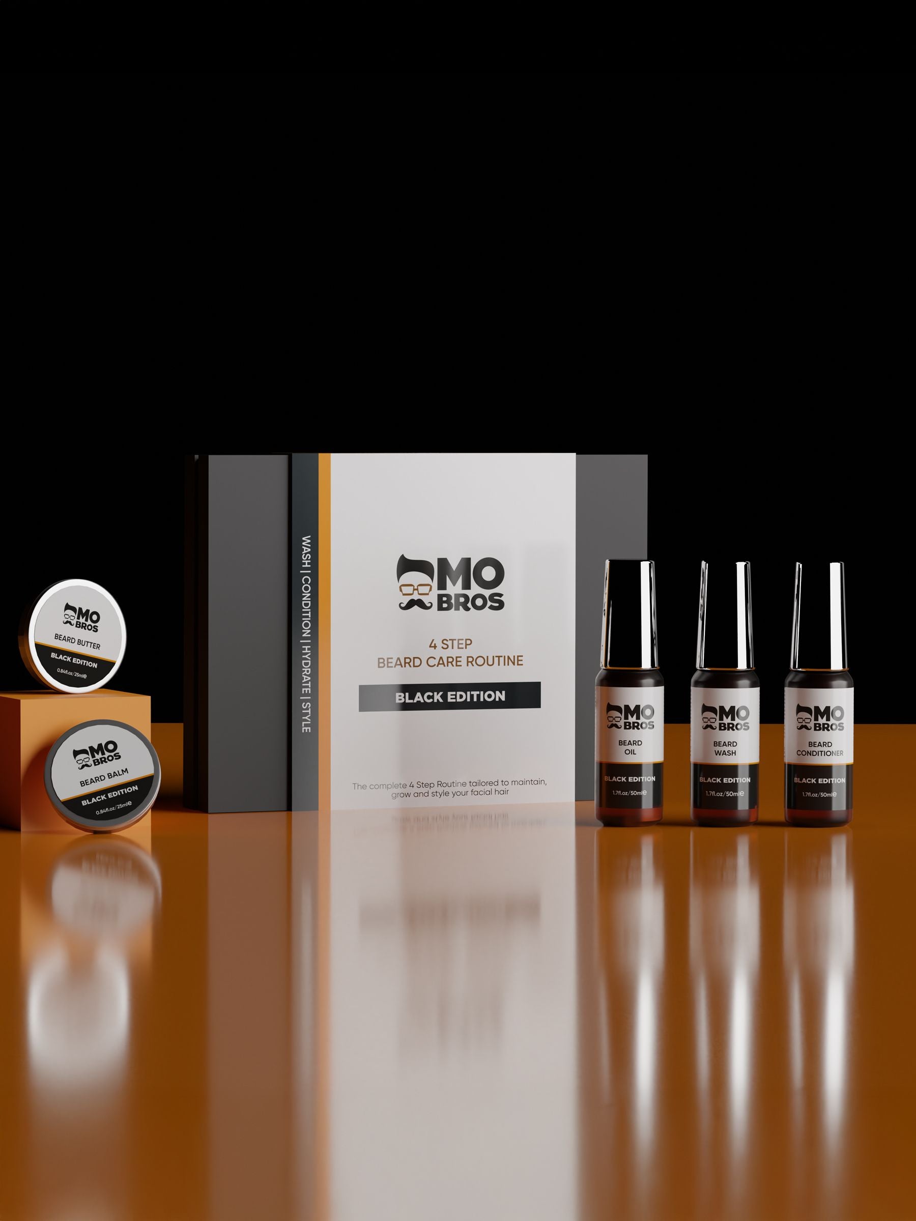 Mo Bros Beard Care Kit Black Edition, imported from the UK