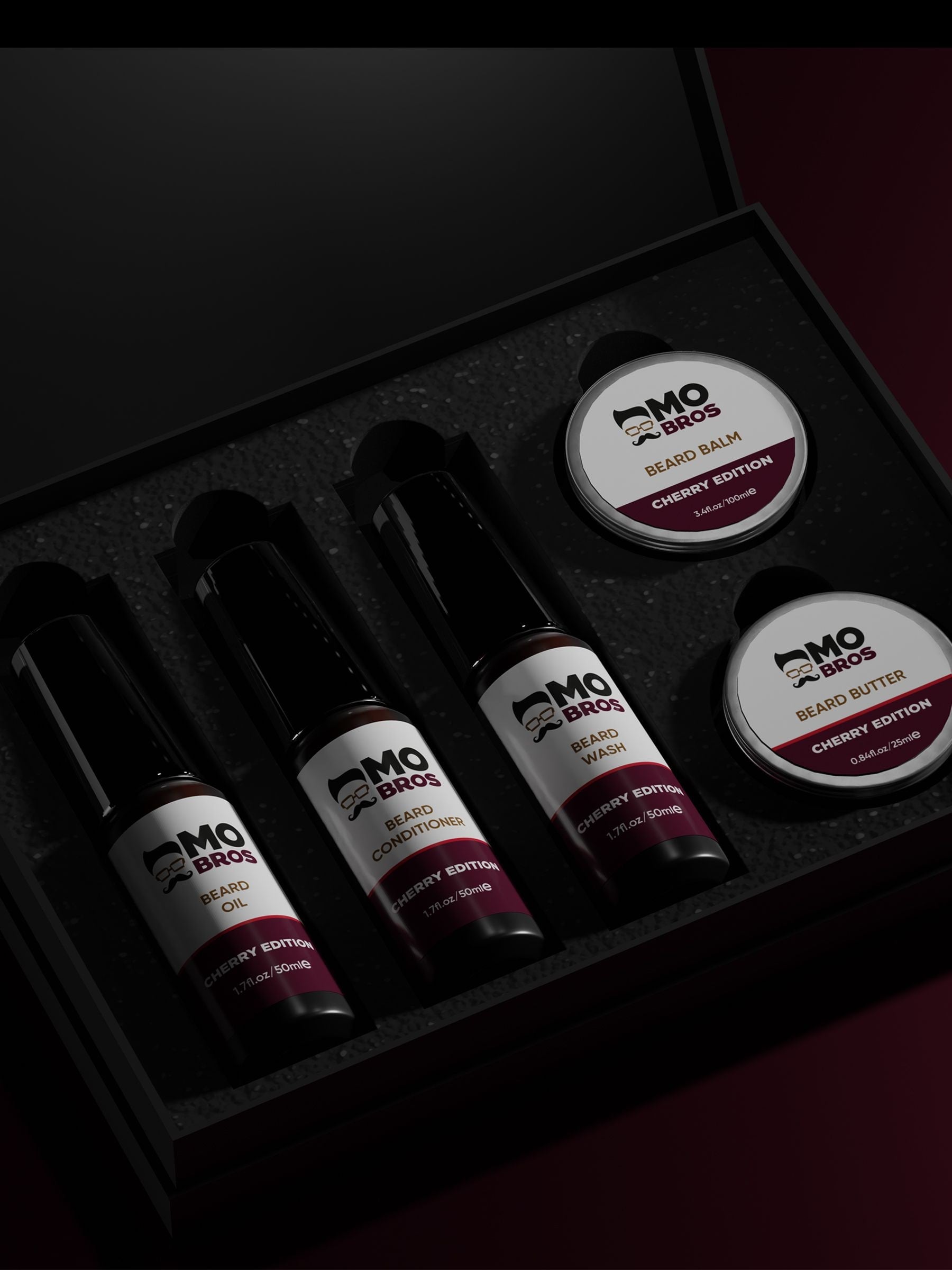 Mo Bros cherry beard care kit, imported from the UK