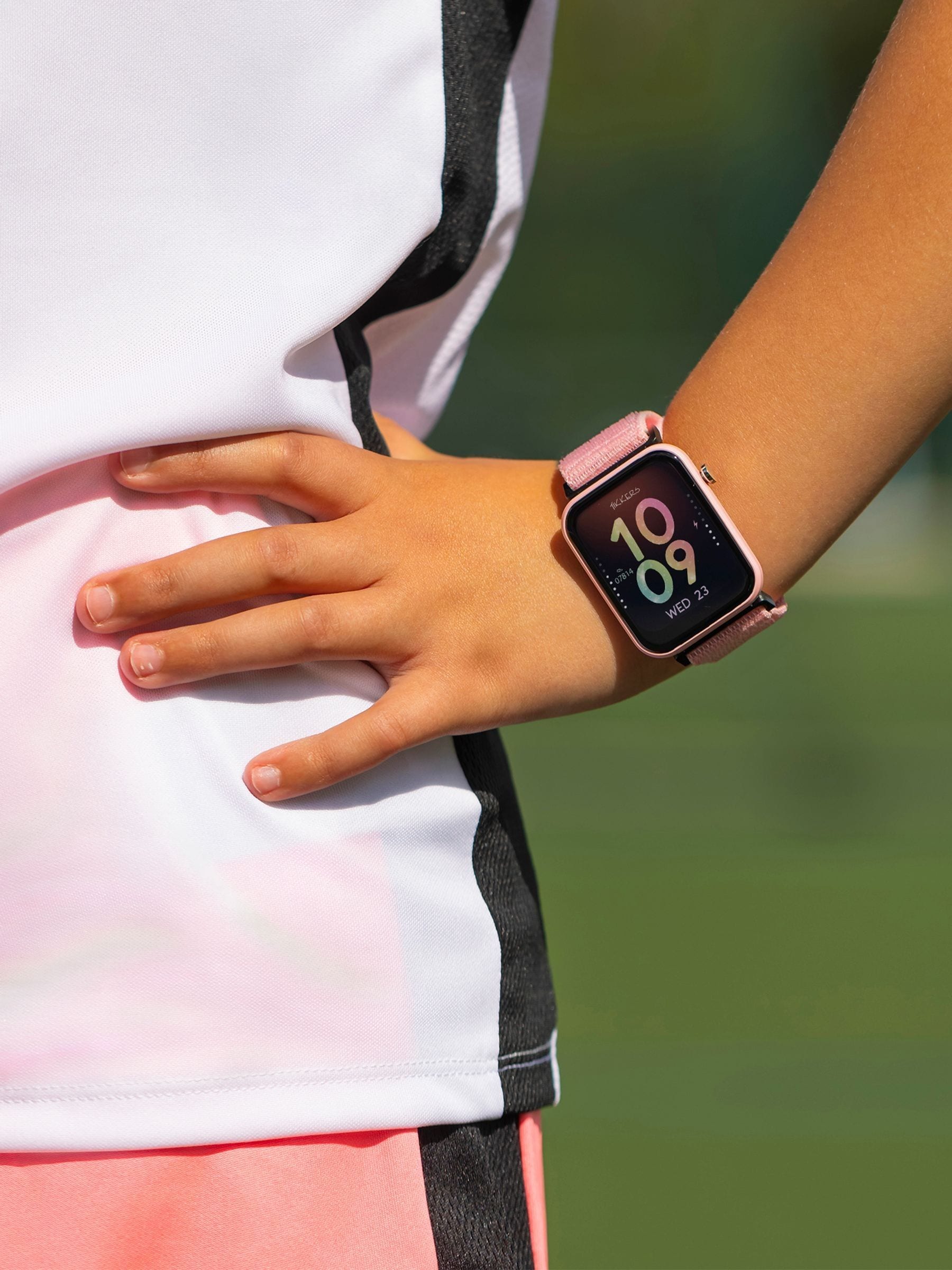 Tikkers Pink Smart Series 13 Riptape Strap Smart Watch