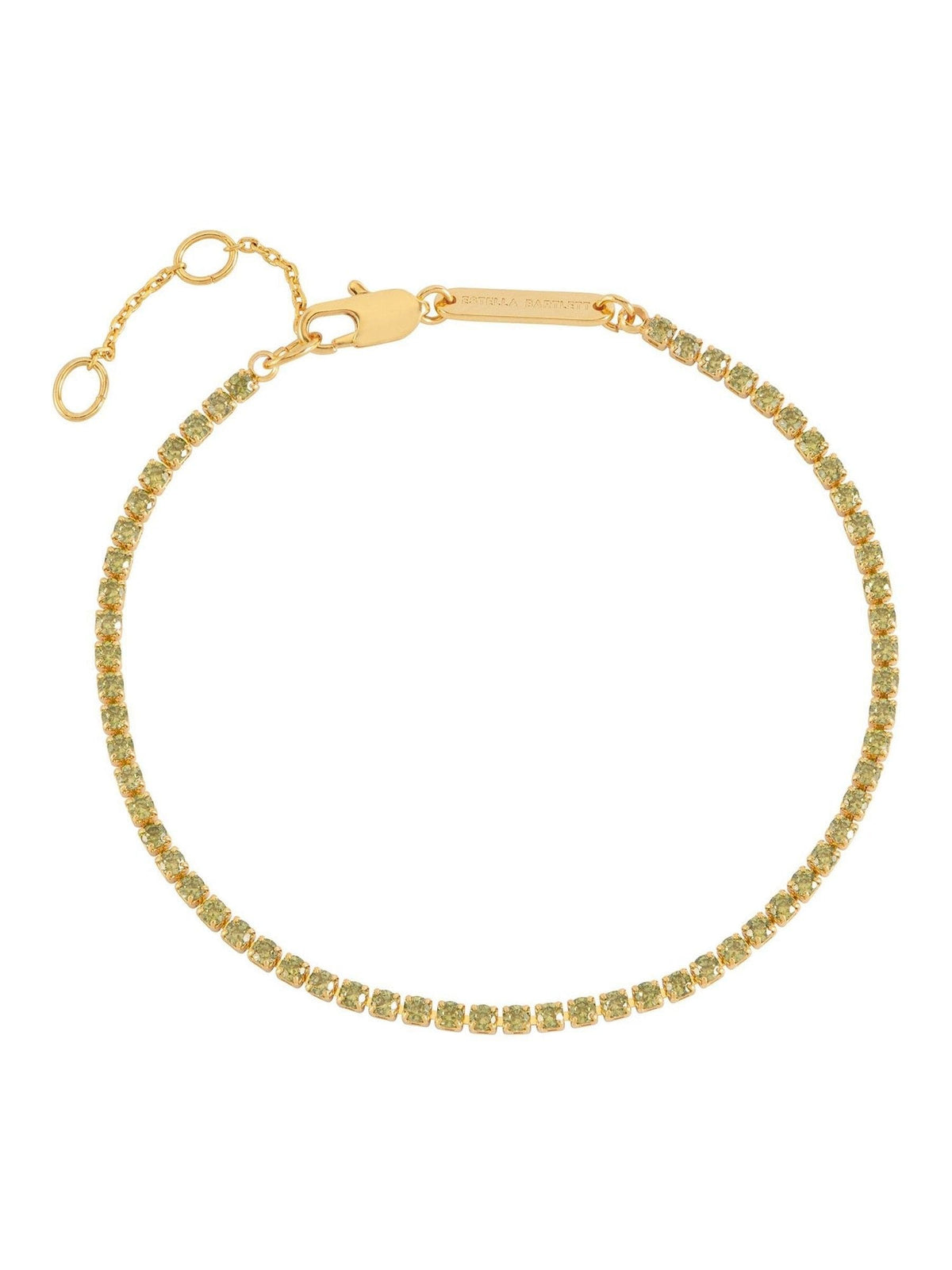 Fine Tennis Bracelet with Green Cubic Zirconia and Waterproof Finish