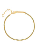 Fine Tennis Bracelet with Green Cubic Zirconia and Waterproof Finish