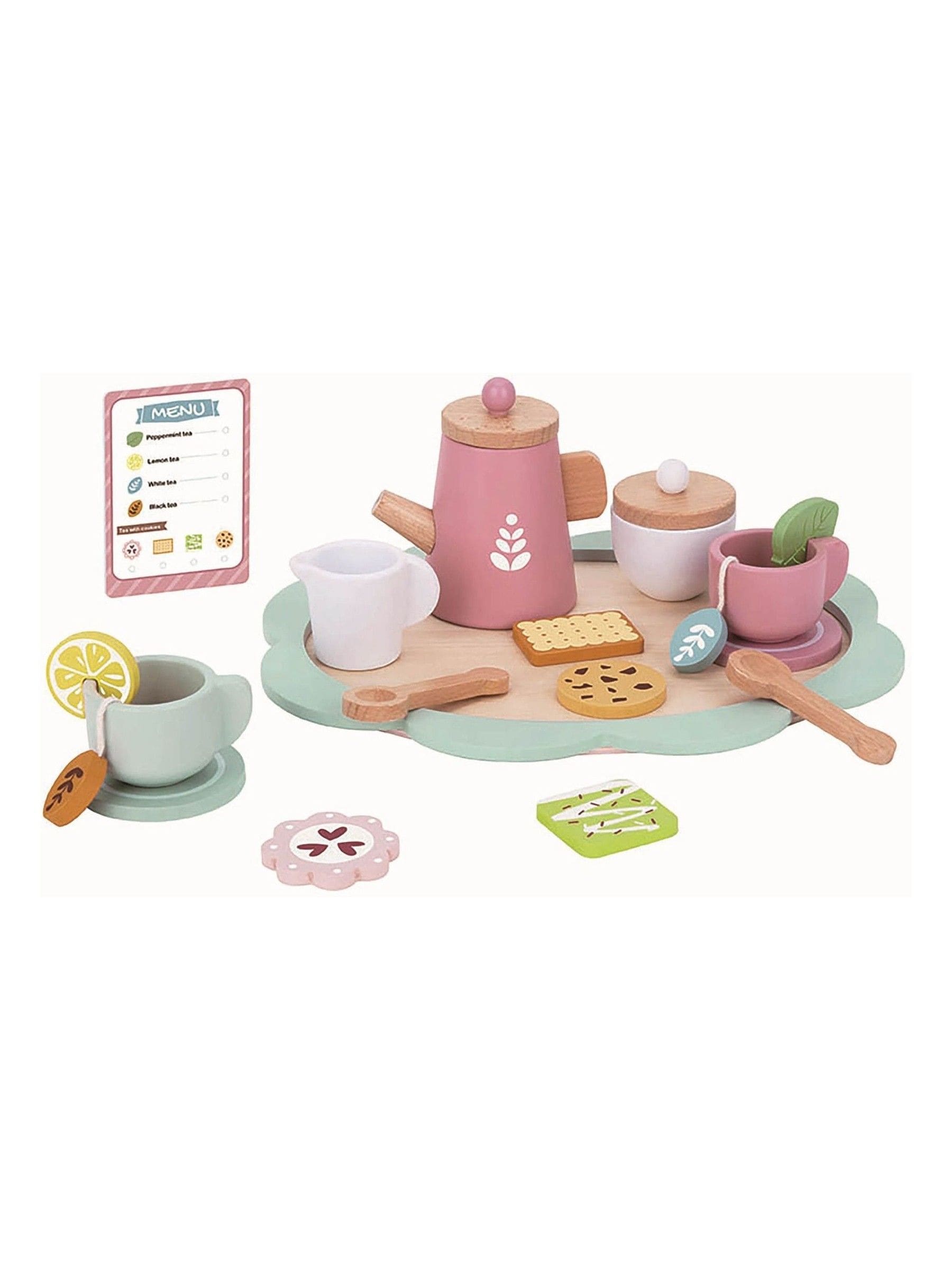 Tooky Toy wooden afternoon tea set 21 pieces, imported from the UK