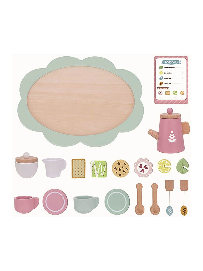 Tooky Toy wooden afternoon tea set 21 pieces, imported from the UK