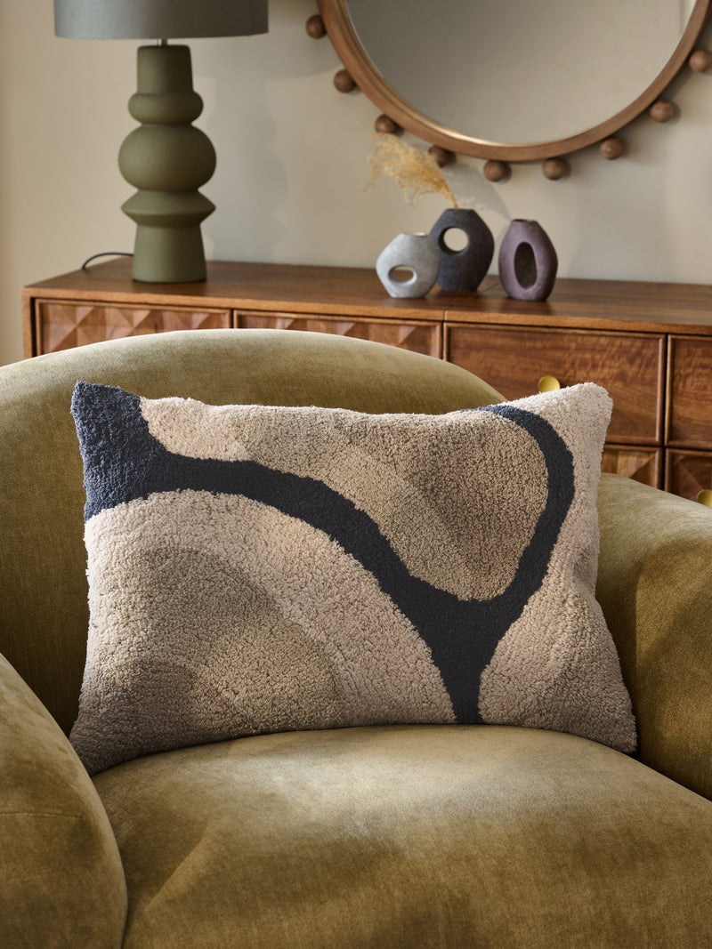 Abstract Berber River Cushion Black/White 50 x 50cm