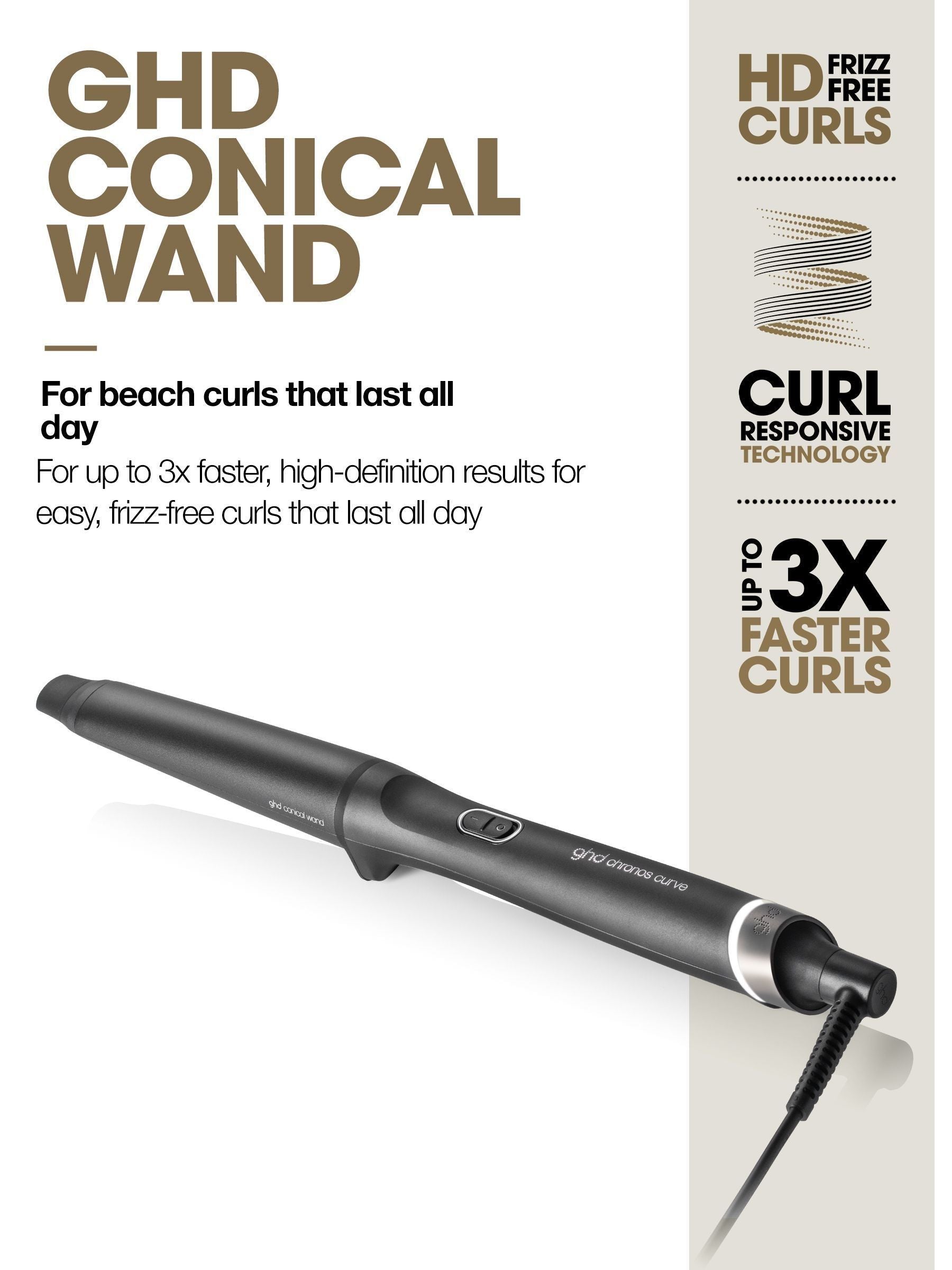 ghd Chronos Curve Conical Wand 28-23mm black - British product