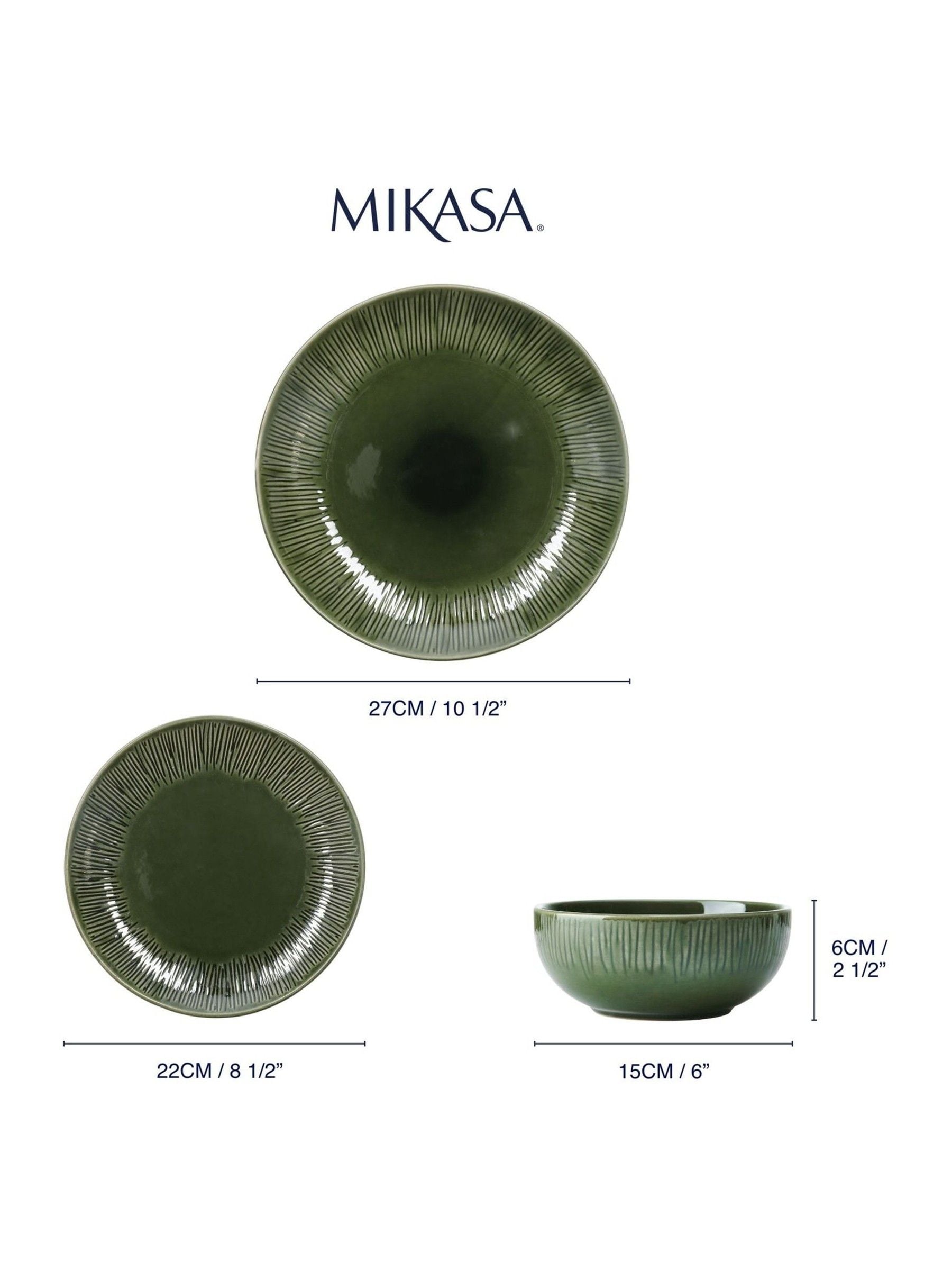 Mikasa Green Jardin ceramic dinner set 12 piece, imported from the UK