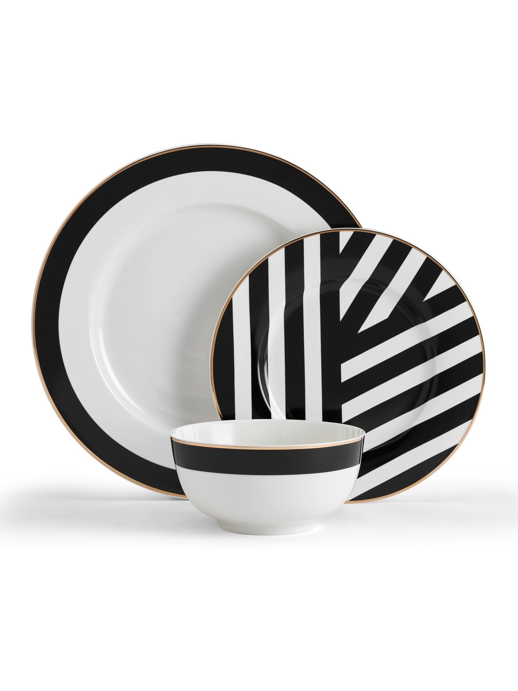 Mikasa white Luxe Deco china dinnerware set 12 piece, imported from the UK