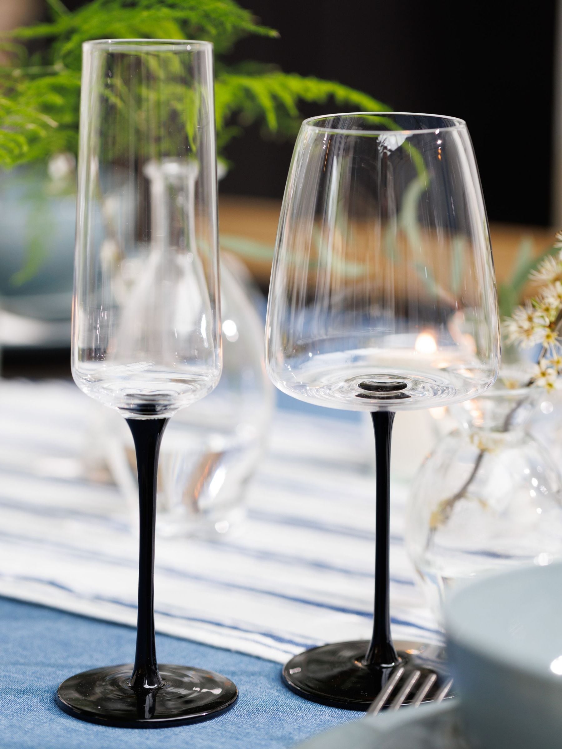 Mikasa Black Palermo champagne flutes set of 4, imported from the UK