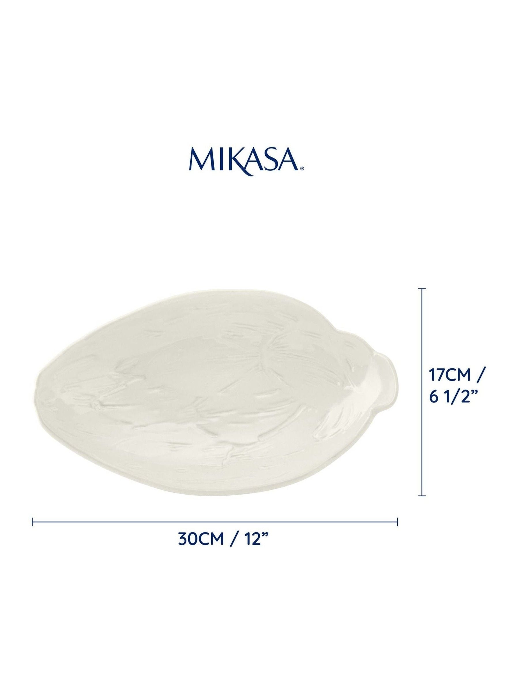 Mikasa White Cranborne Artichoke Stoneware Serving Dish, imported from the UK