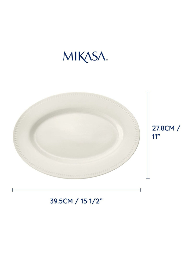 Mikasa White Large Cranborne Oval Ceramic Serving Platter, imported from the UK