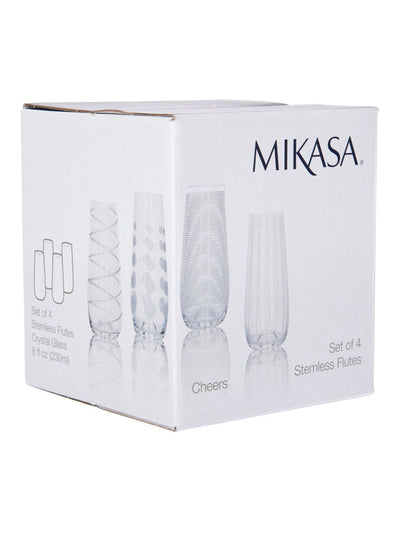 Next Mikasa Silver Cheers Stammlose Kristall-Champagnerflöten, Set von 4 – Jetzt bei McGrocer kaufen