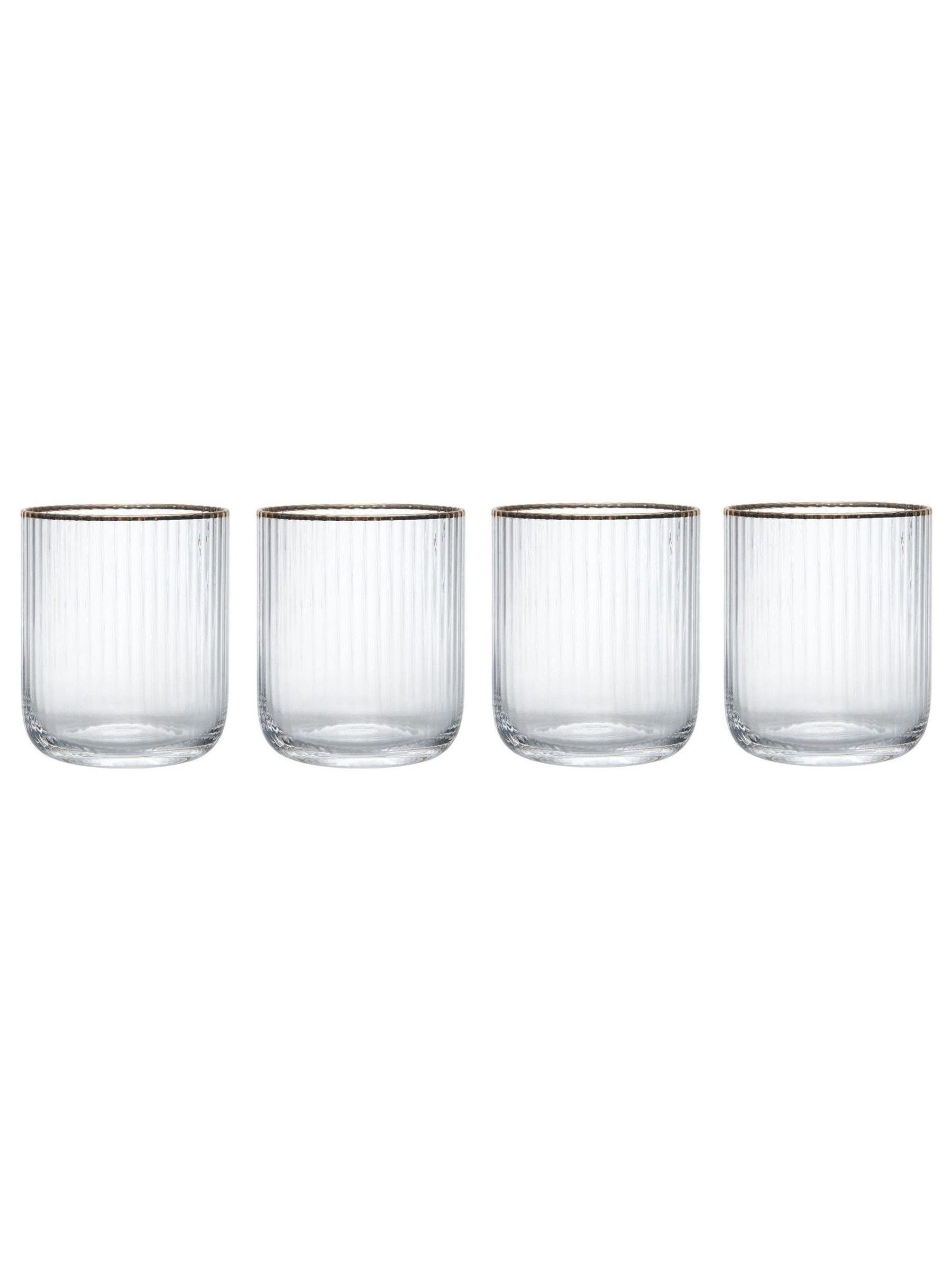 Mikasa Gold Sorrento Ridged crystal tumbler glasses set of 4 400ml, imported from the UK