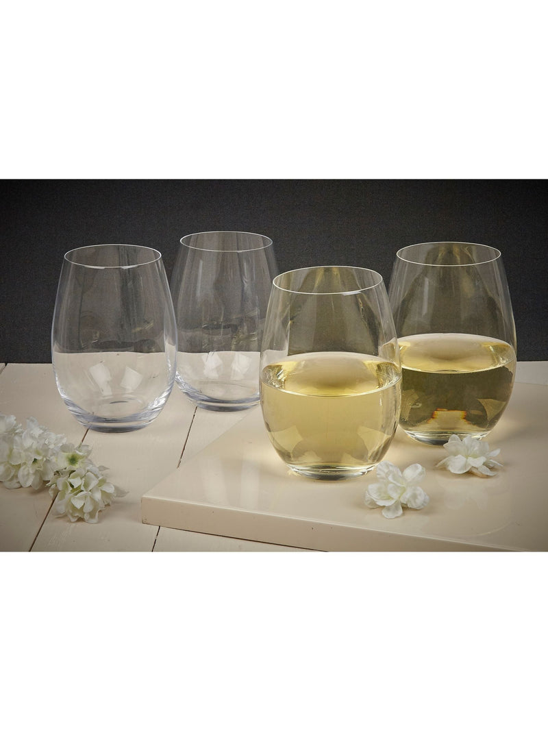 Mikasa stemless wine glasses clear Julie crystal set of 4, UK version