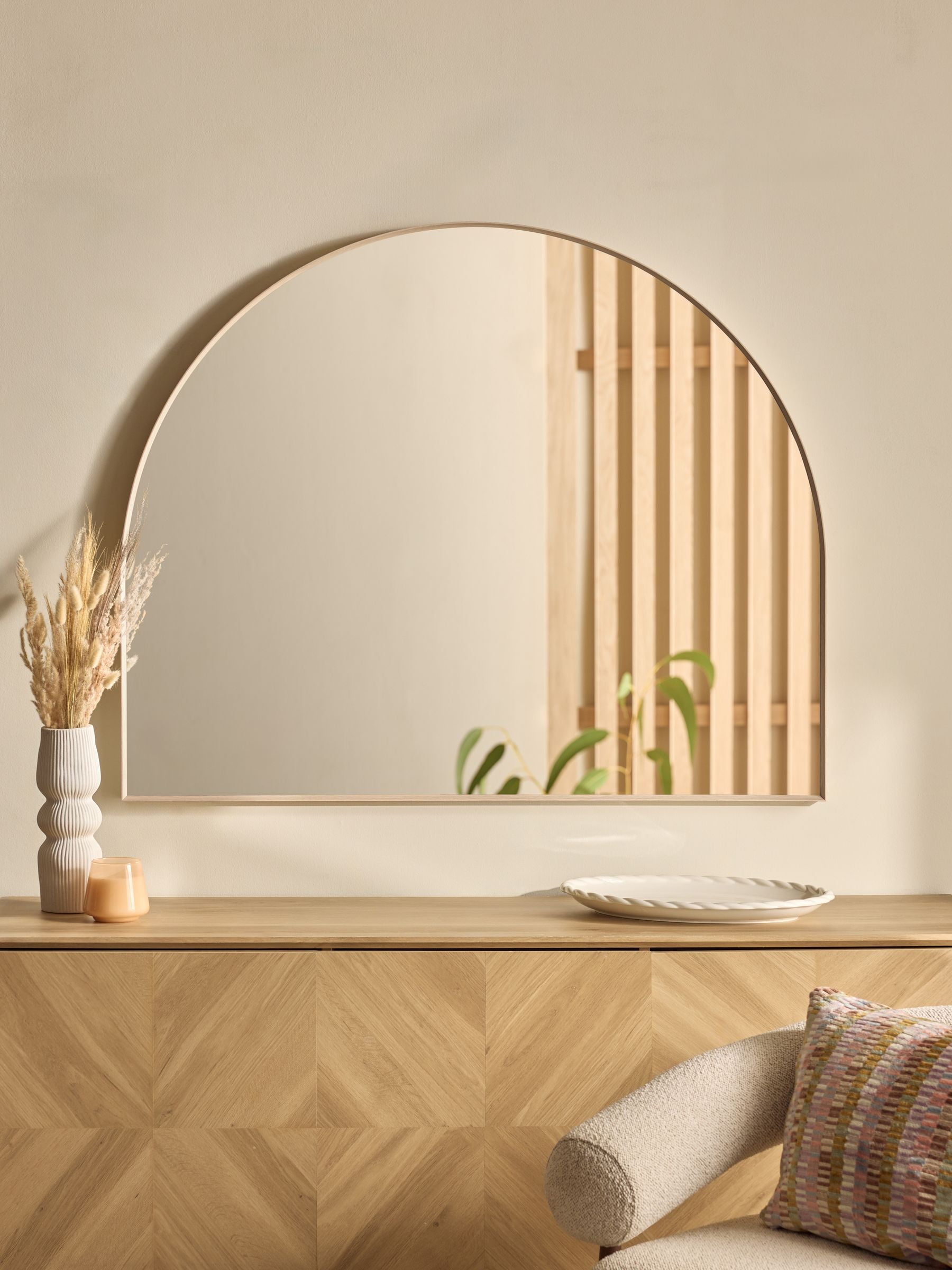 Black Metal Frame Arch Wall Over Mantle Mirror 90cm x 110cm x 4cm