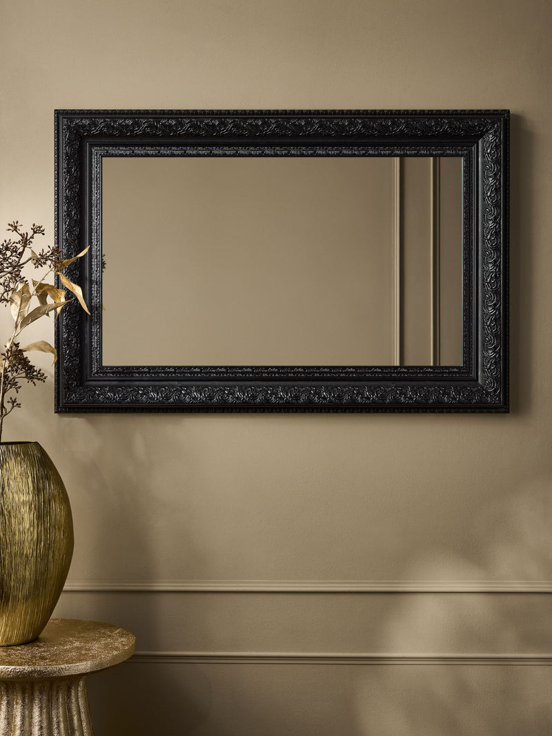 Black ornate wall mirror 60cm x 90cm, imported from the UK