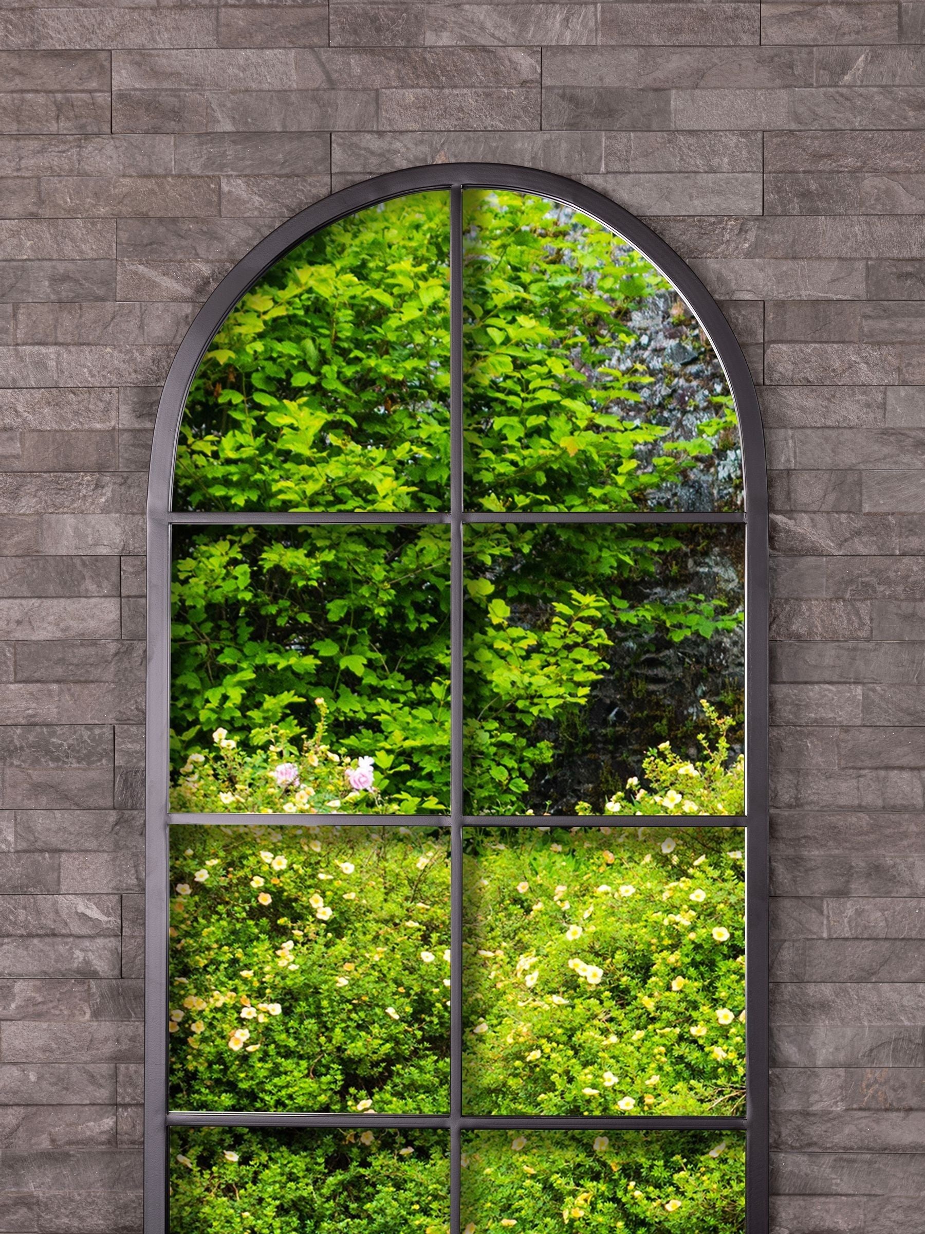 Charles Bentley Black Bern Arch Window Style Tall Mirror - British product