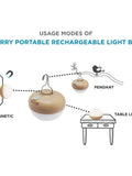 New Garden Cherry rechargeable portable light bulb beige imported from the UK