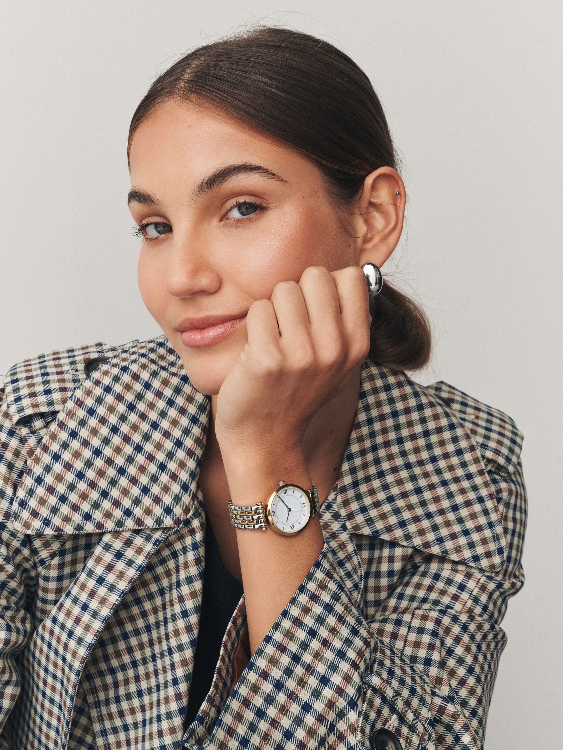 Waterproof mixed metal watch with gold and silver tones - British product