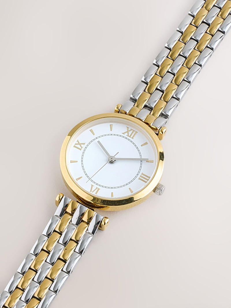 Waterproof mixed metal watch with gold and silver tones - British product