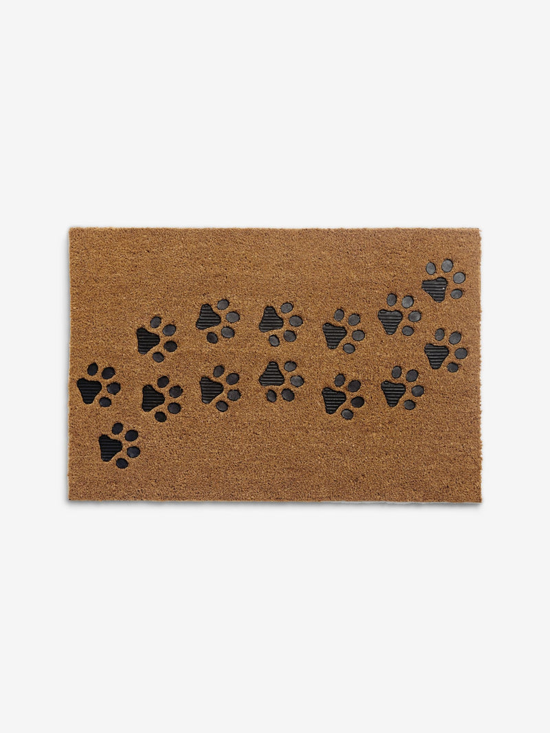 Natural embossed paw print coir doormat - British product