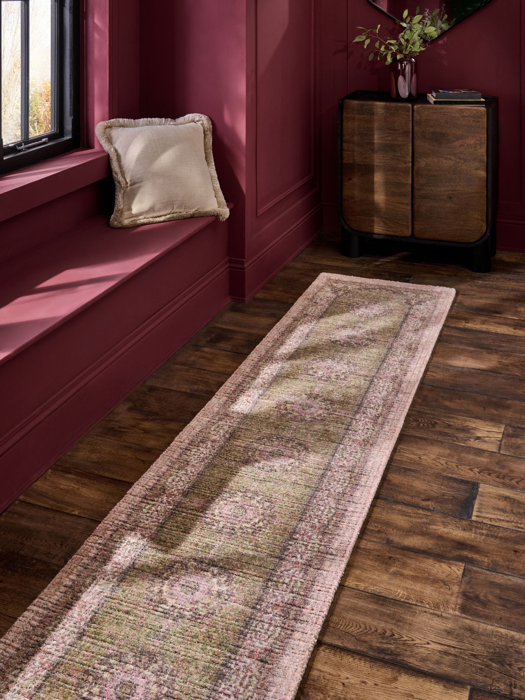 runner rug pink garden oriental, UK version
